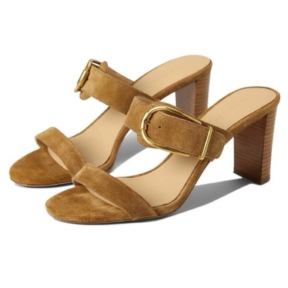 Veronica Beard Tan Suede Mules with Block Heel